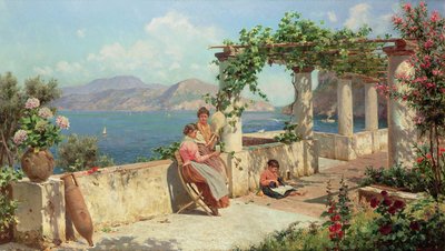 Figures on a Terrace in Capri by Robert Alott